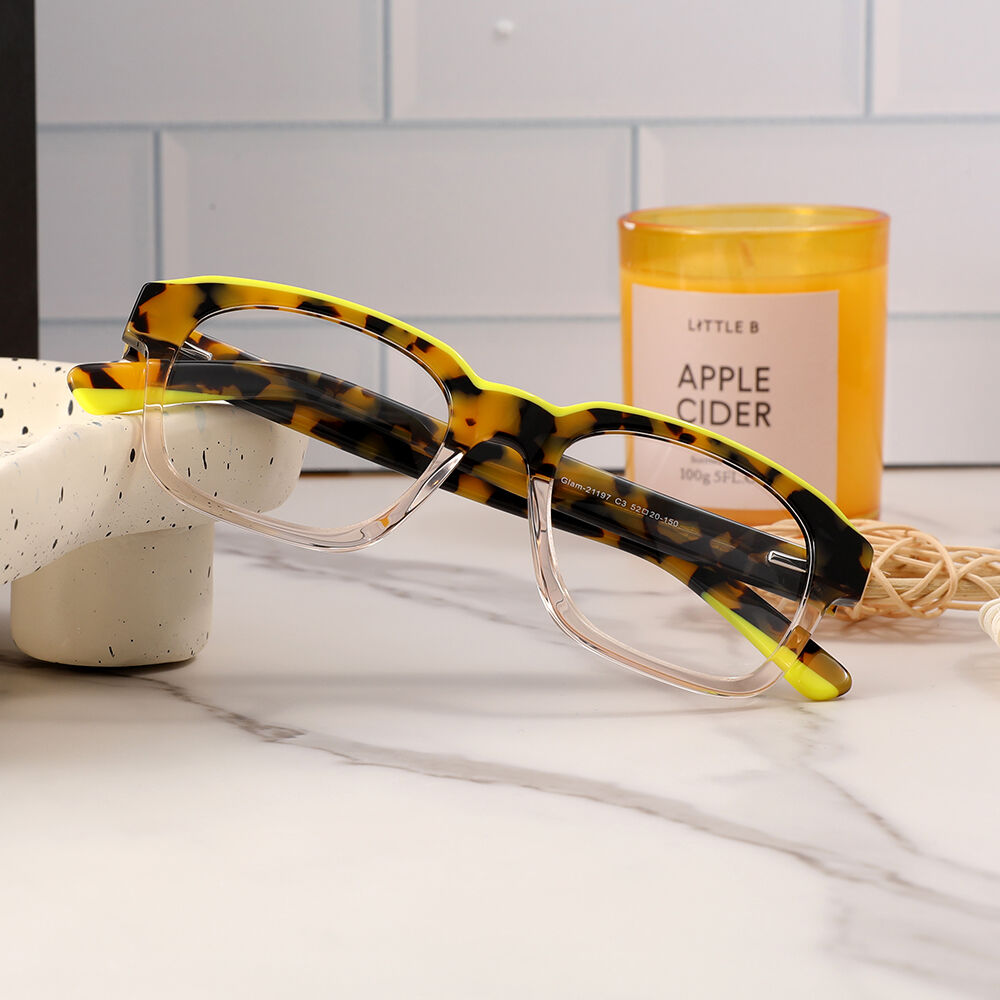 Helena Rectangle Yellow Glasses