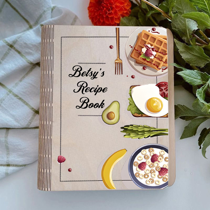 グルメ柄 名前 文字入れ 料理 レシピ ノート レシピ帳 カスタマイズ