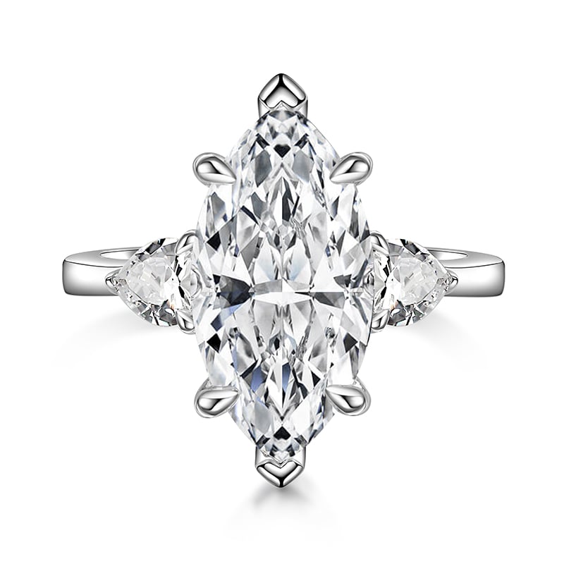 Jeulia Three Stone Marquise Cut Sterling Silver Ring