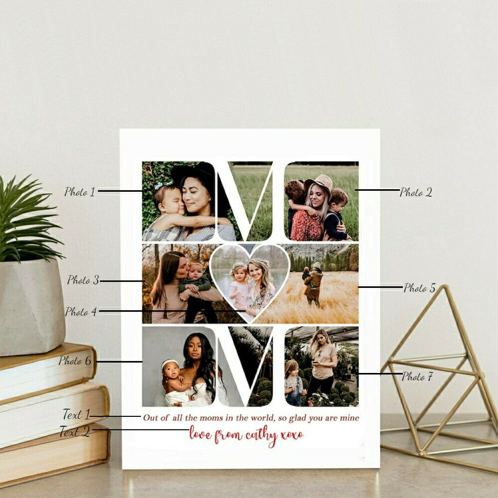 Personalized Picture Canvas Wall Art with Custom Text Creative Present for Mom