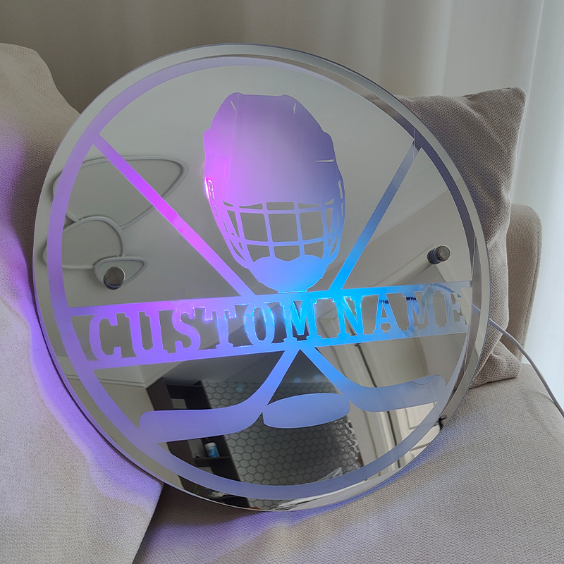 Personalized Hockey Mirror Lamp Cool Gift For Hockey Lovers