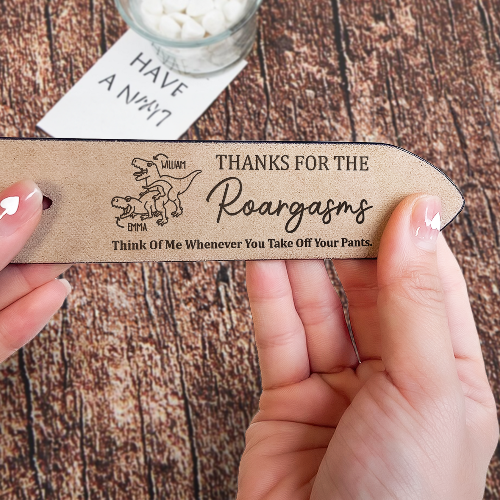 Personalized Belt with Funny Dinosaur Couple Pattern Valentine's Day Gift for Husband