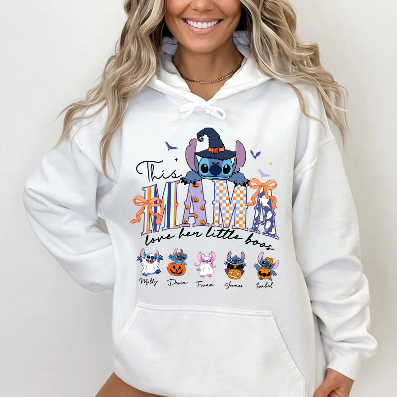 Personalized Hoodie This Mama Loves Her Little Boos Stitch Design Attractive Halloween Gift for Mom