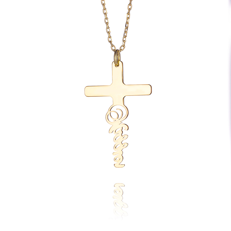 クロス 十字架 ネーム 誕生石 ネックレス