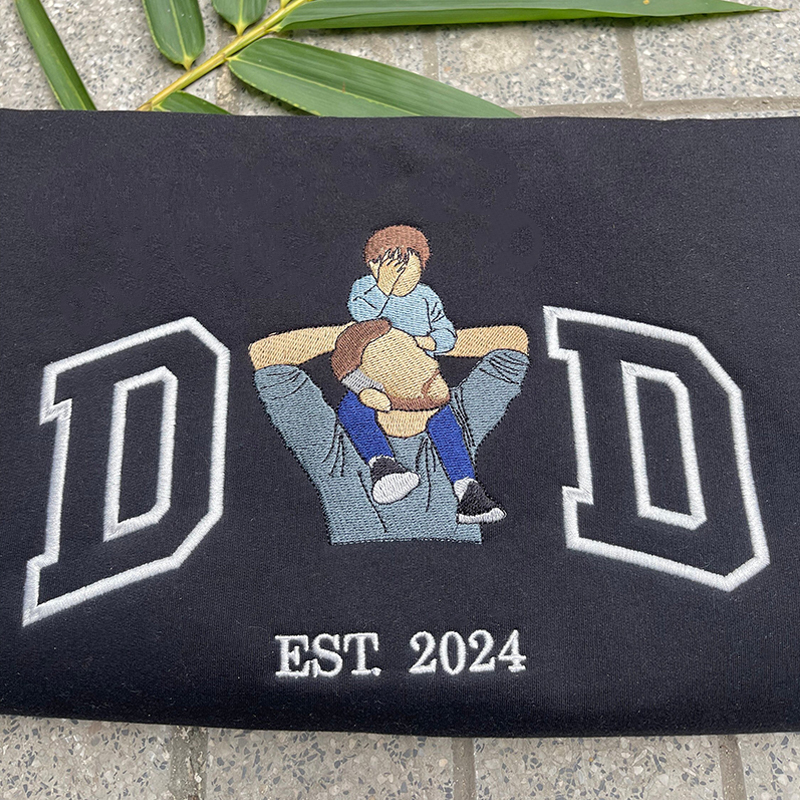 Personalized Sweatshirt Embroidered Dad with Custom Photo Design Unique Gift for Father's Day
