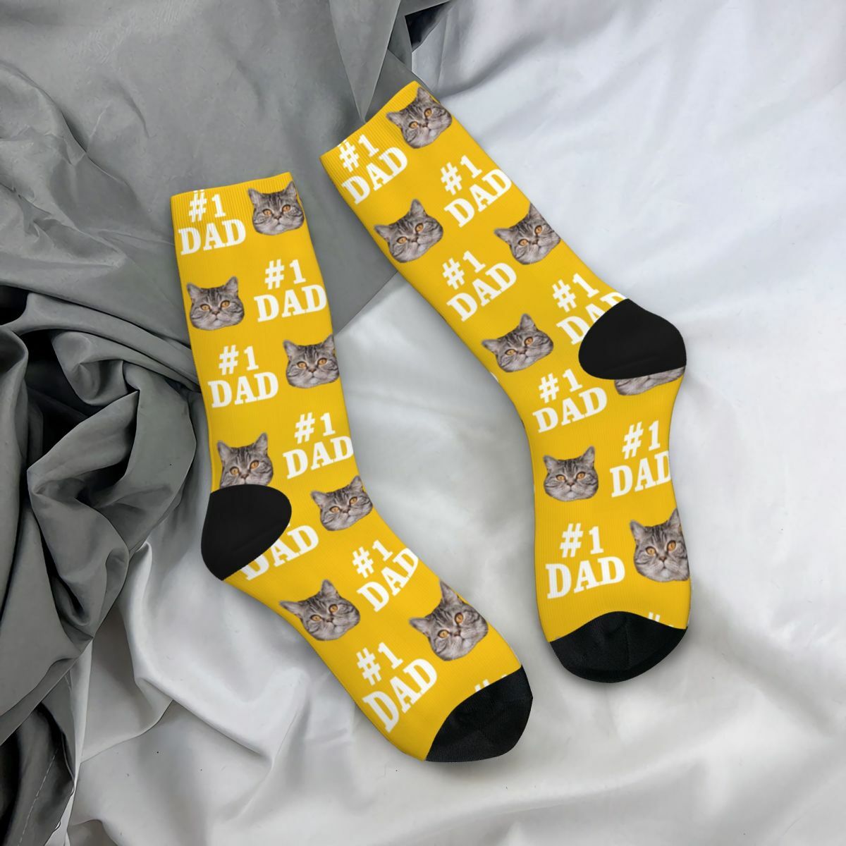 "#1 DAD" Customized Face Socks Father's Day Gift for Dad