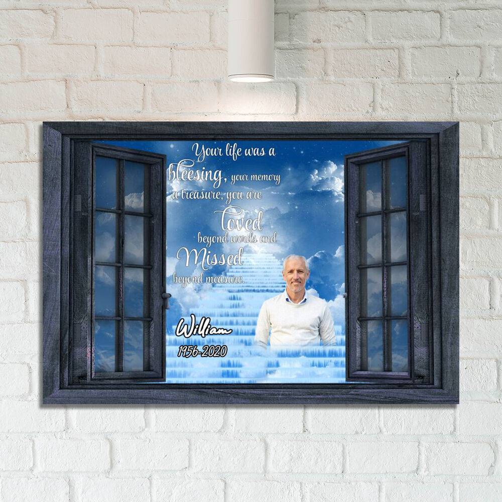 Personalized Picture Canvas Wall Art Wonderful Present for Family "Your Life Was A Blessing"