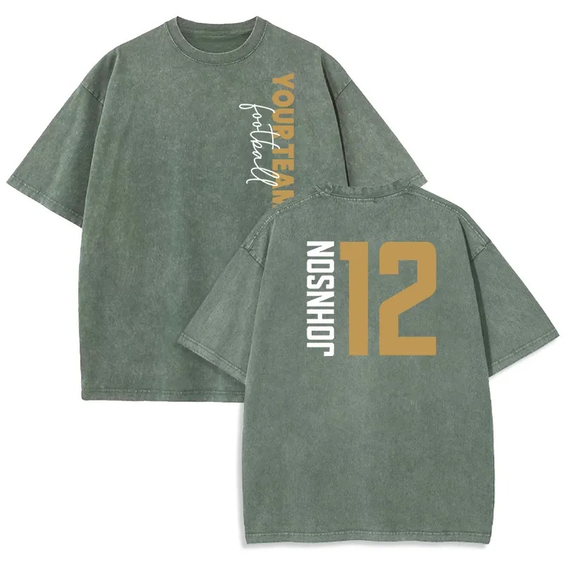 Personalized Washed T-shirt Custom Team Name and Player Message Unisex Design Gift for Sports Lover