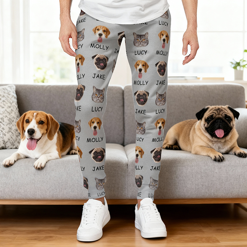 Personliga unisex-joggingbyxor med foto av husdjur Perfekt present till djurälskare