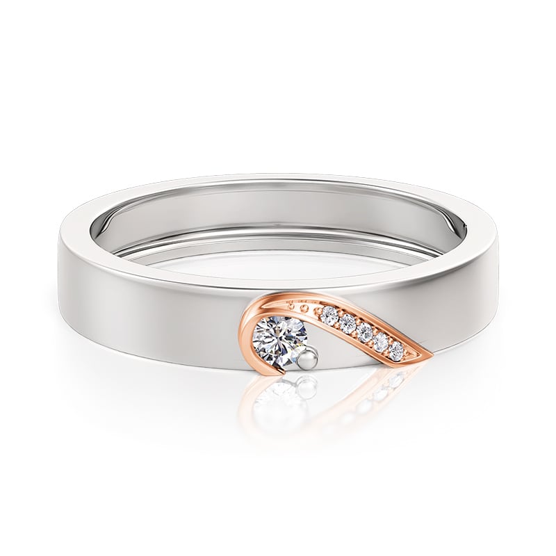 Jeulia Two Tone Heart Women's Wedding Band Sterling Silver