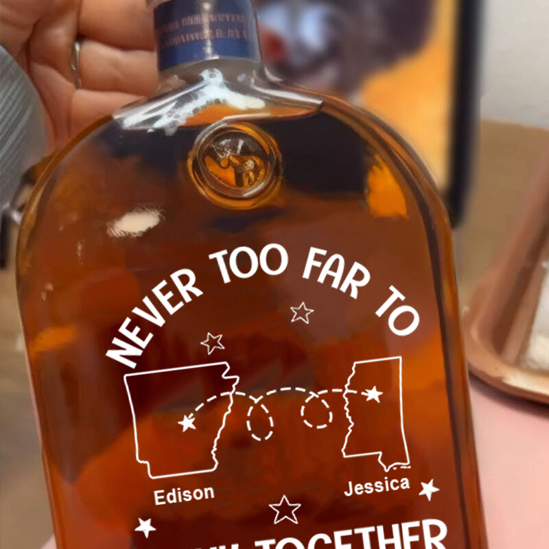 Personalized Name Whiskey Bottle with Country Outline Pattern Best Gift for Friends