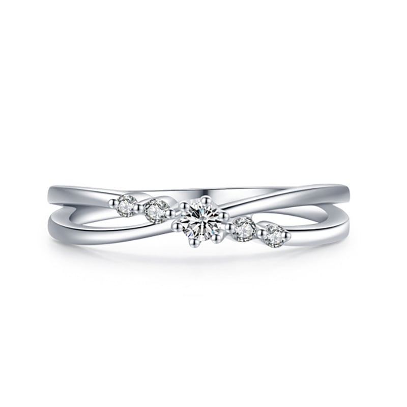Jeulia Simple Twist Round Wedding Ring Pure Silver