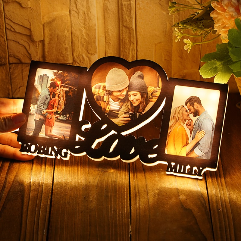 Personalized Picture Night Light with Custom Name Sweet Gift for Couples