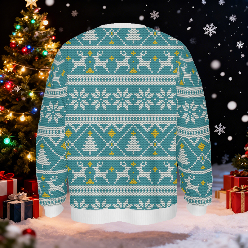 Gepersonaliseerde lelijke trui Unisex Op maat gemaakt met foto van huisdier Blauw argylepatroonontwerp Kerstcadeau voor dierenliefhebbers