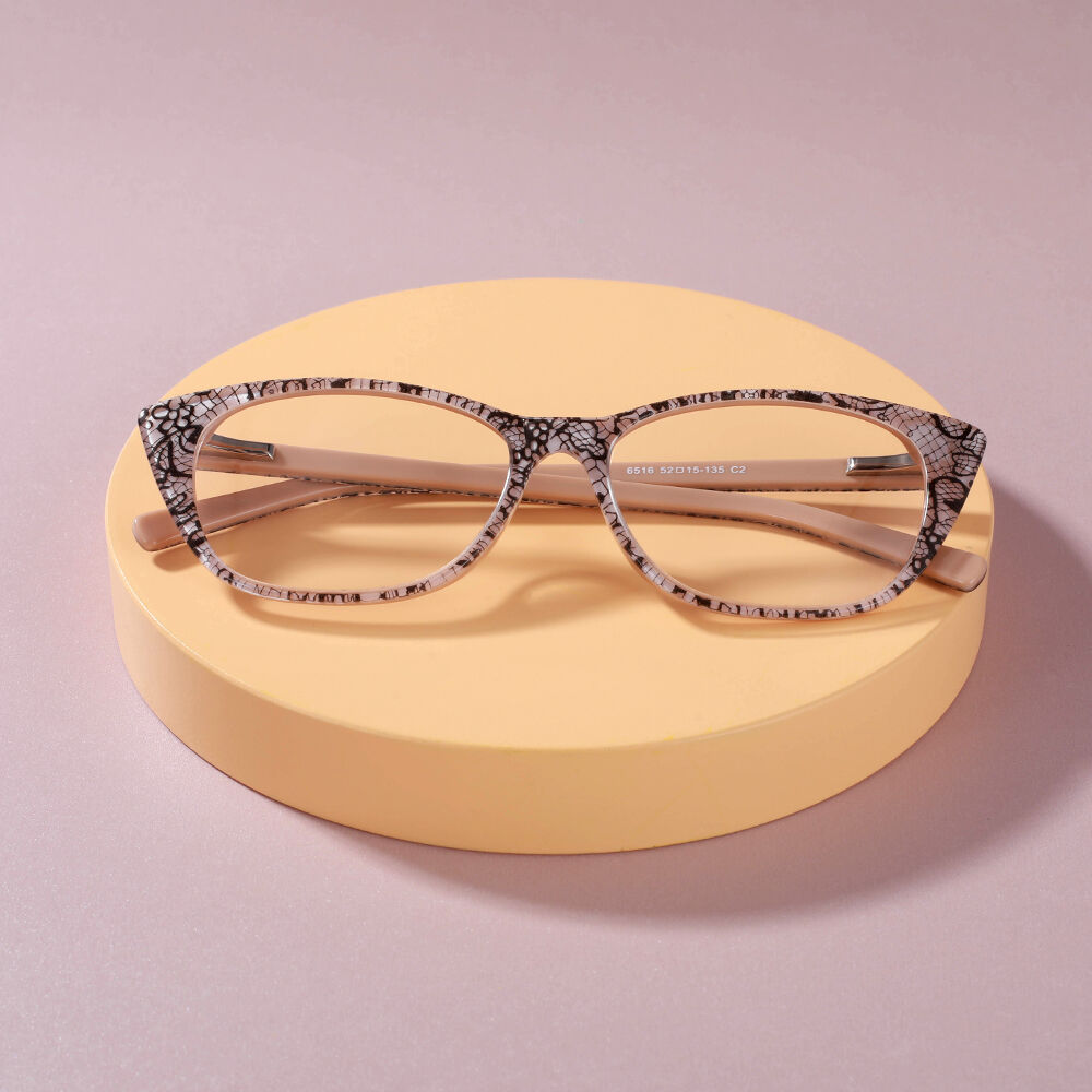 Lunettes de Vue Blanche Ovale Beige Floral
