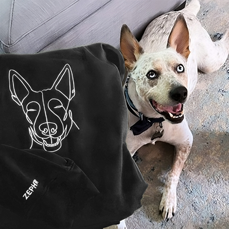 Personalized Hoodie Custom Embroidered Line Outline Picture and Name Great Gift for Pet Lover