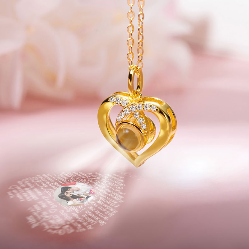 Personalized Photo Projection Necklace -Heart Love