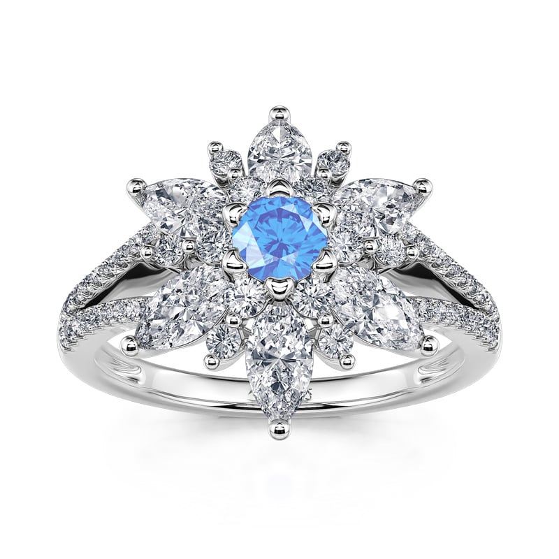 Jeulia "Shining Winter" Snowflake Marquise Cut Split Shank Sterling Silver Ring