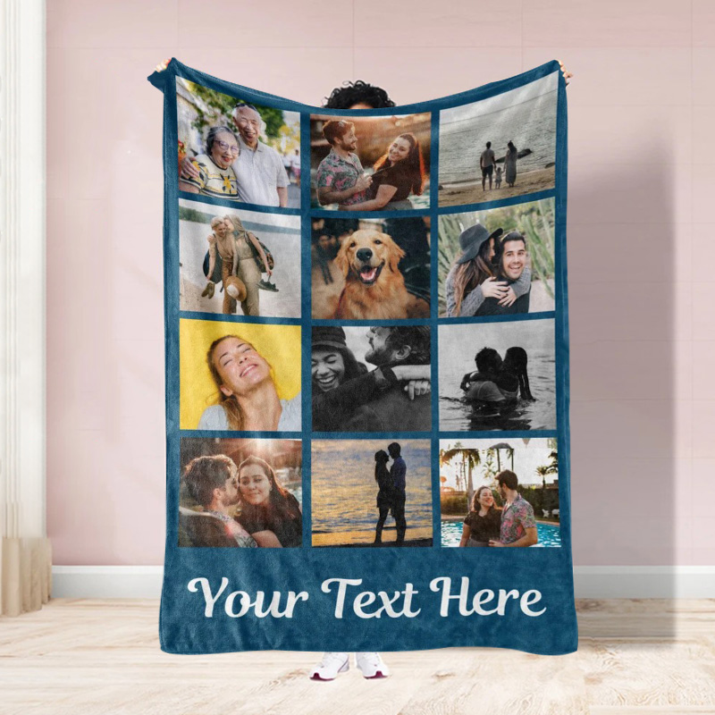 Personalized 12 Photos Collage Throw Blanket Heartwarming Gift