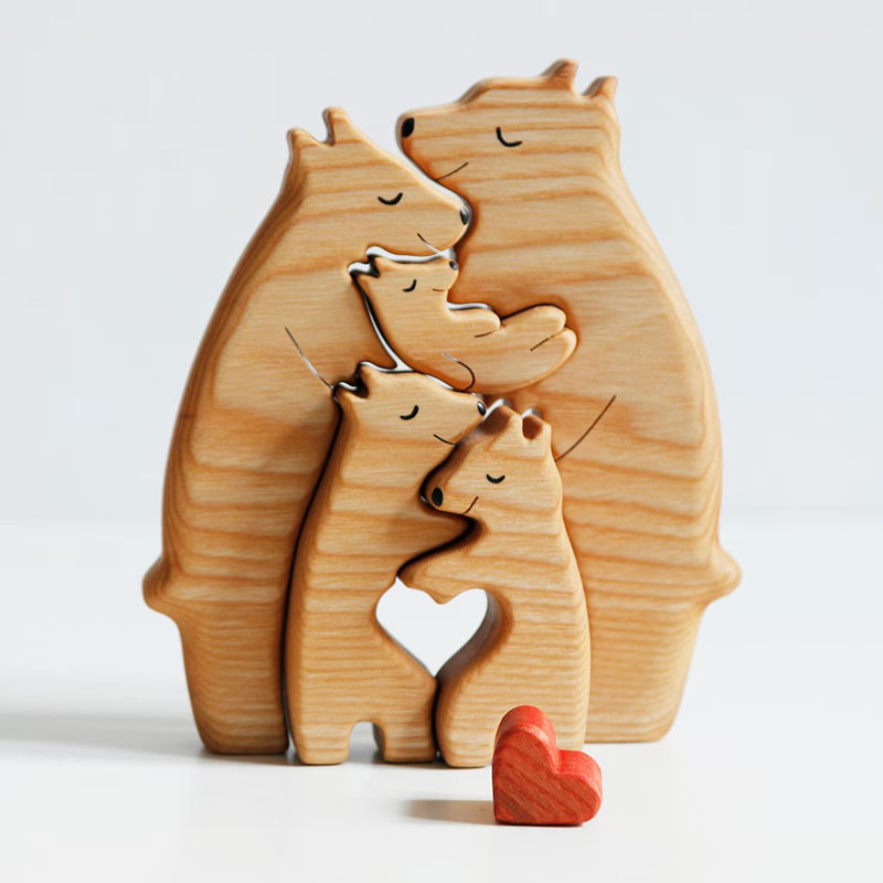 Puzzle di famiglia in legno personalizzato con nomi di orso Regalo commemorativo