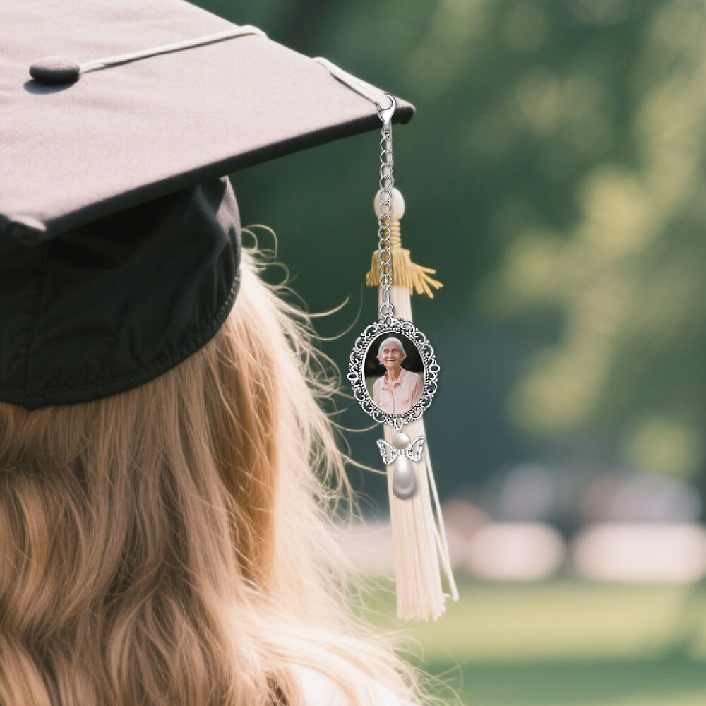 Custom Graduation Tassel Charm Photo Tassel Angel Charm Memorial Graduation Gift for Friends