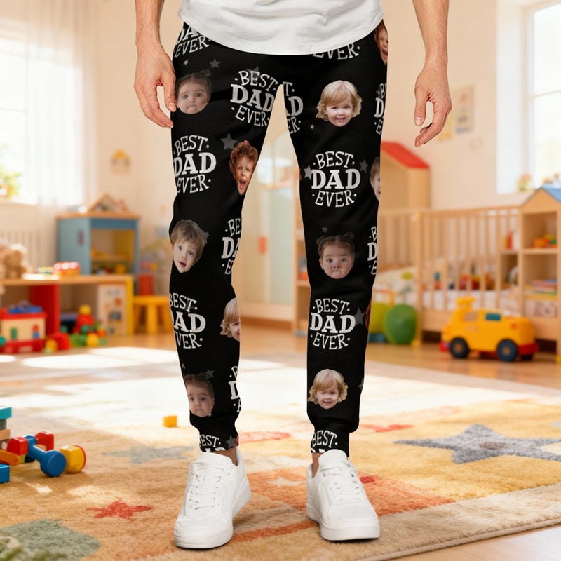 Personalized Unisex Sweatpants Custom Kids Photo Best Dad Ever Perfect Gift for Father