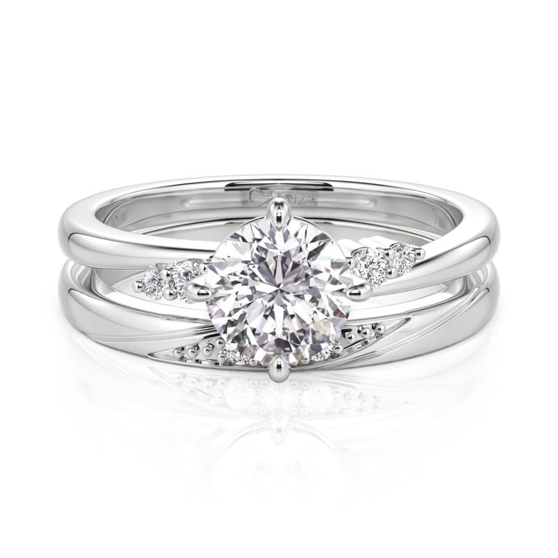 Jeulia Classic Bypass Round Cut Engagement Ring Set