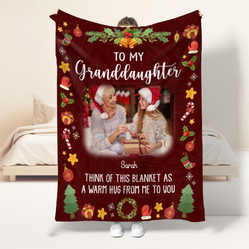 メッセージ入り 写真入り クリスマス ブランケット オリジナル