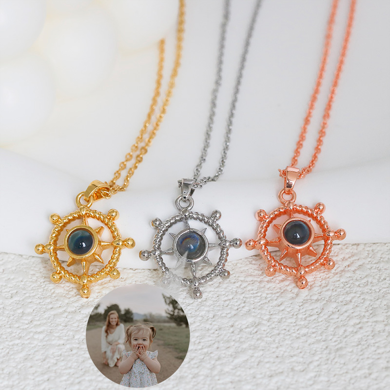Personalized Anchor Projection Picture Necklace Special Gift for Family
