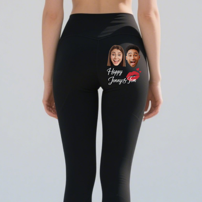 Personalized Leggings Happy Couples Custom Photo Kiss Design Attractive Gift for Her Lovers