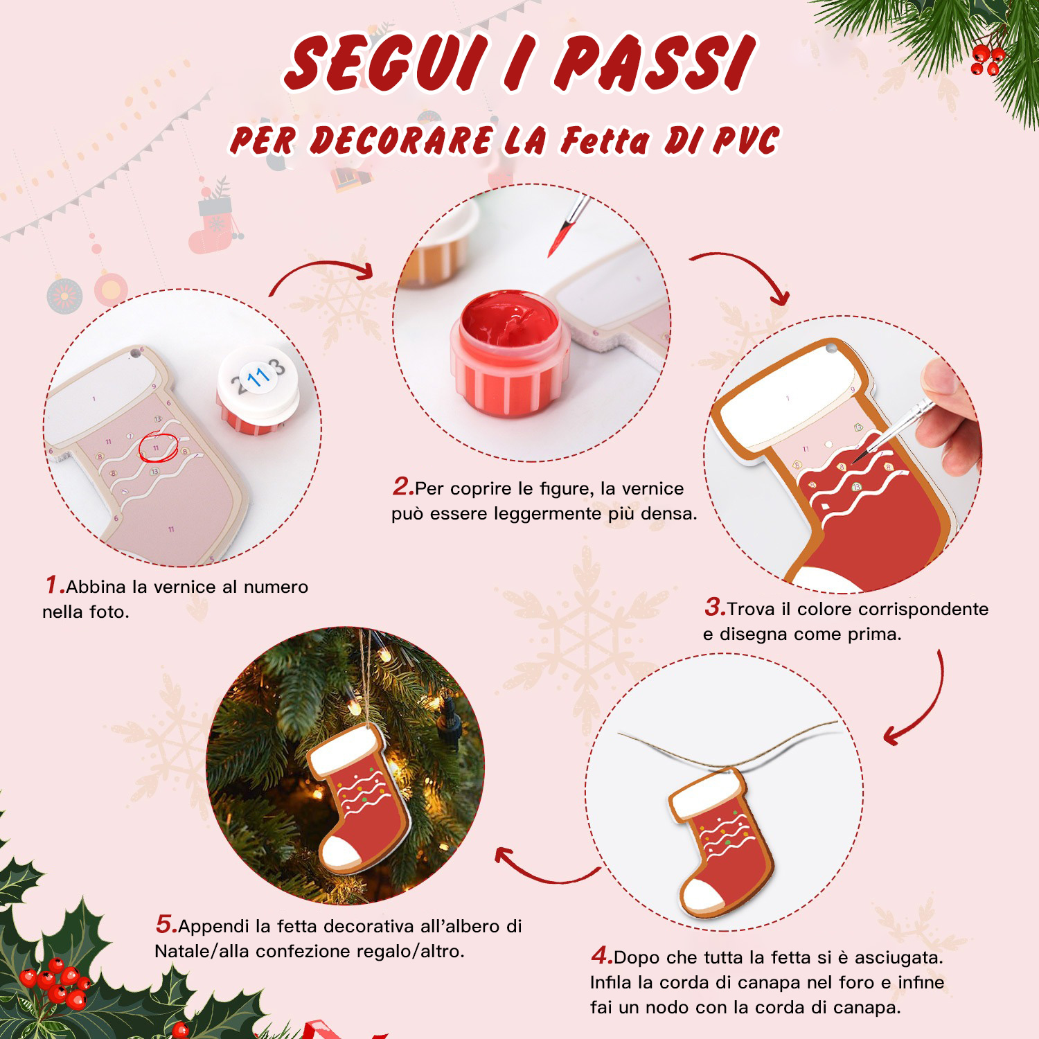 Set di decorazioni natalizie fai da te dipinte a manoil regalo perfetto per la famiglia