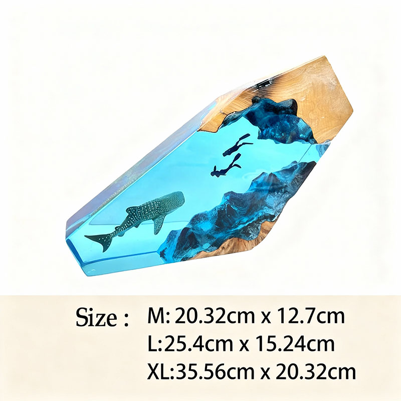 ジンベエザメ カップルダイバー ロマンチック 樹脂 ウッド ランプ