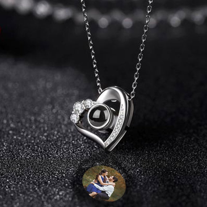 Sterling Silver Personalized Photo Projection Necklace With Picture Inside -My Heart Will Go On