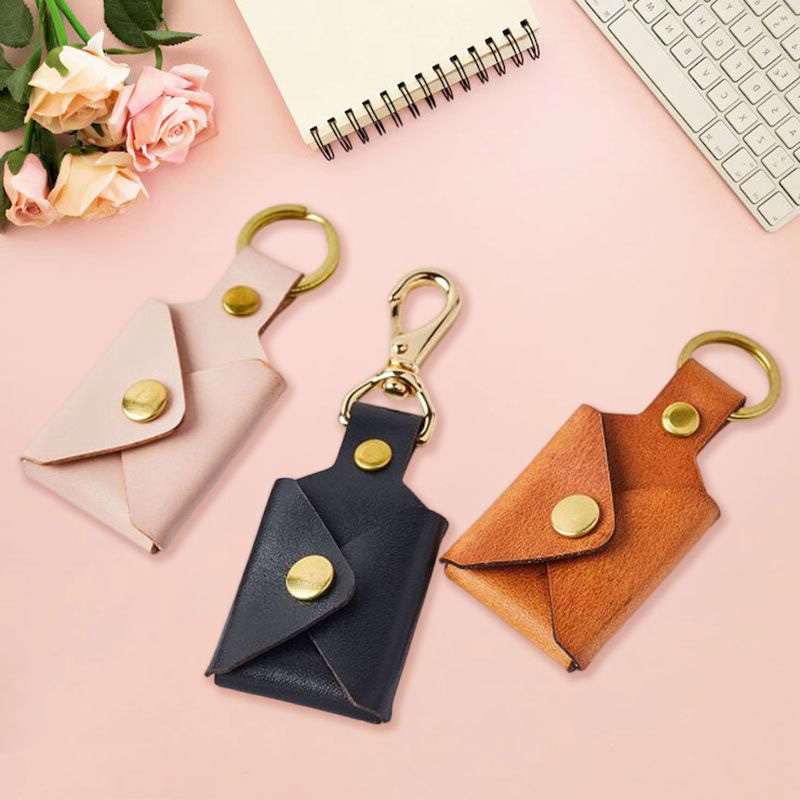 Personalized Multi Photo Leather Envelope Keychain for Girlfriend