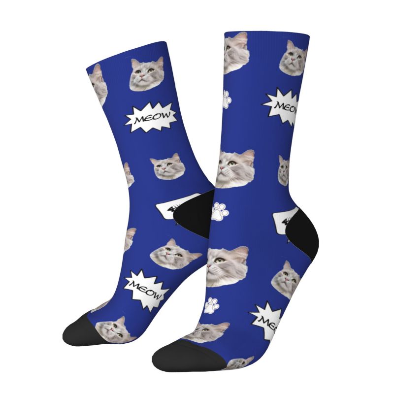 Calcetines faciales personalizados con foto de gato agregada como regalo para los amantes de las mascotas