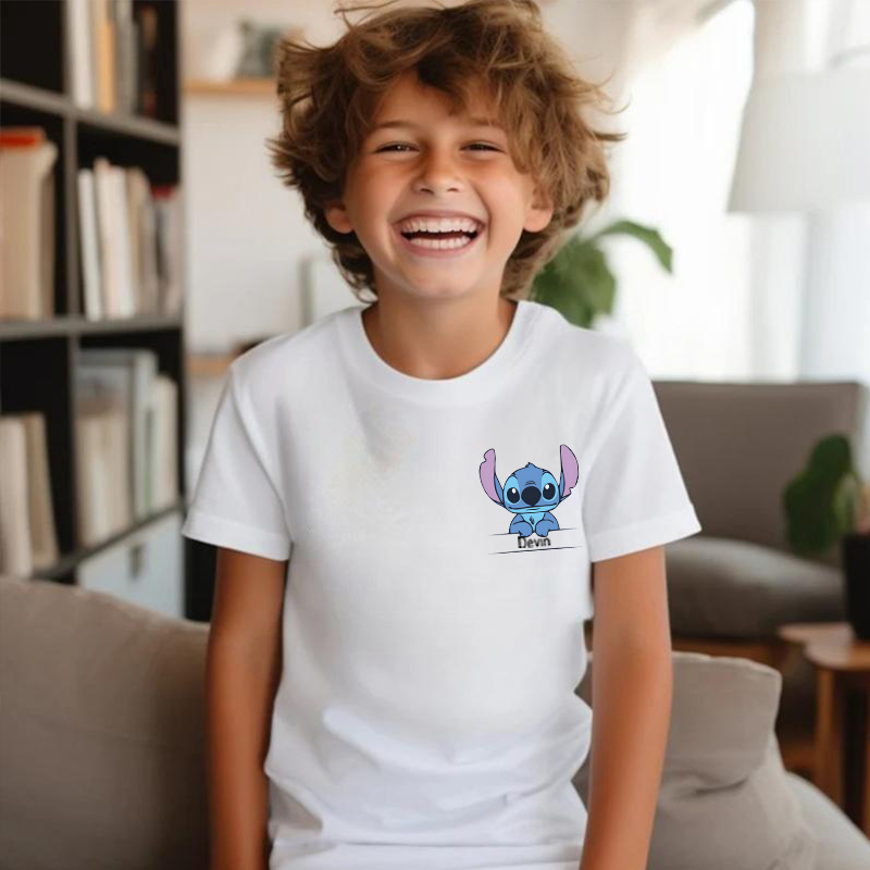 Personalized Kids T-Shirt With Customized Name And Cute Anime Pattern Children's Gifts