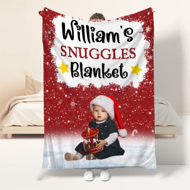 Personalized Picture Blanket with Star Pattern Special Gift for Christmas