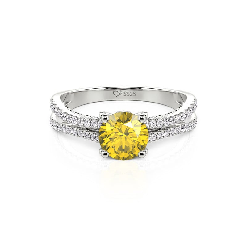 Jeulia Custom Birthstone Promise Ring Split Shank Pavé