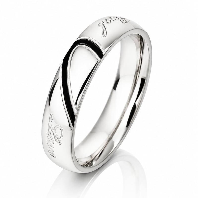 Men's Two Tone Heart Titanium Steel Wedding Bands