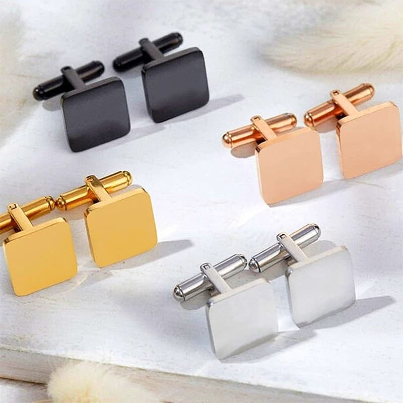 Personalized Custom Square Cufflink Fingerprint Engraving Unique Design Meaningful Gift for Him