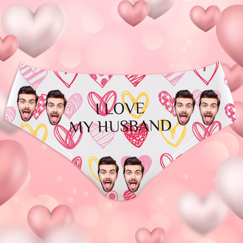 Personalized Photo Women's Underwear Beautiful Gift for Wife "I Love My Husband"