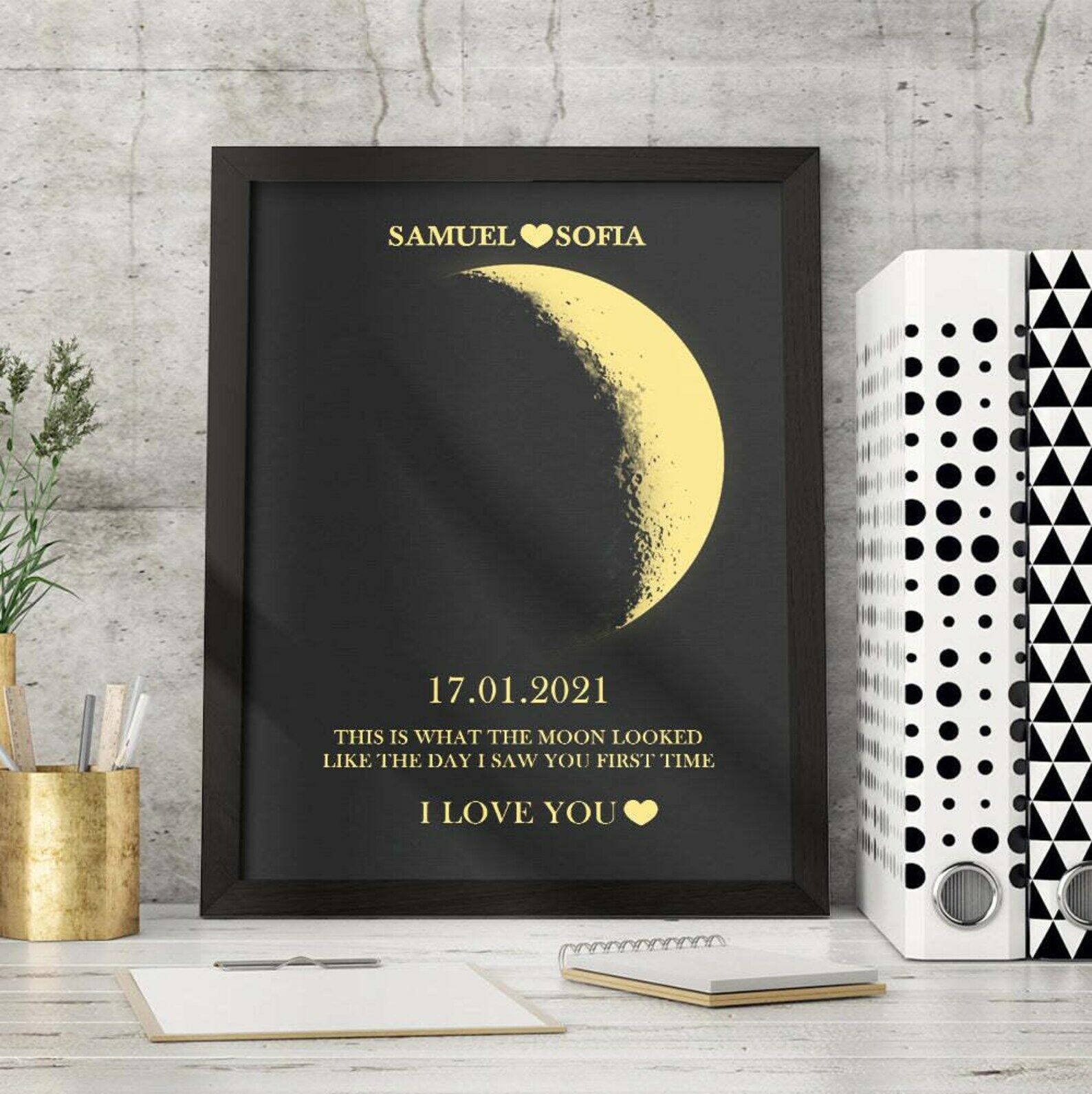 Personalized Moon Phase Photo Frame Warm Gift For Your Love
