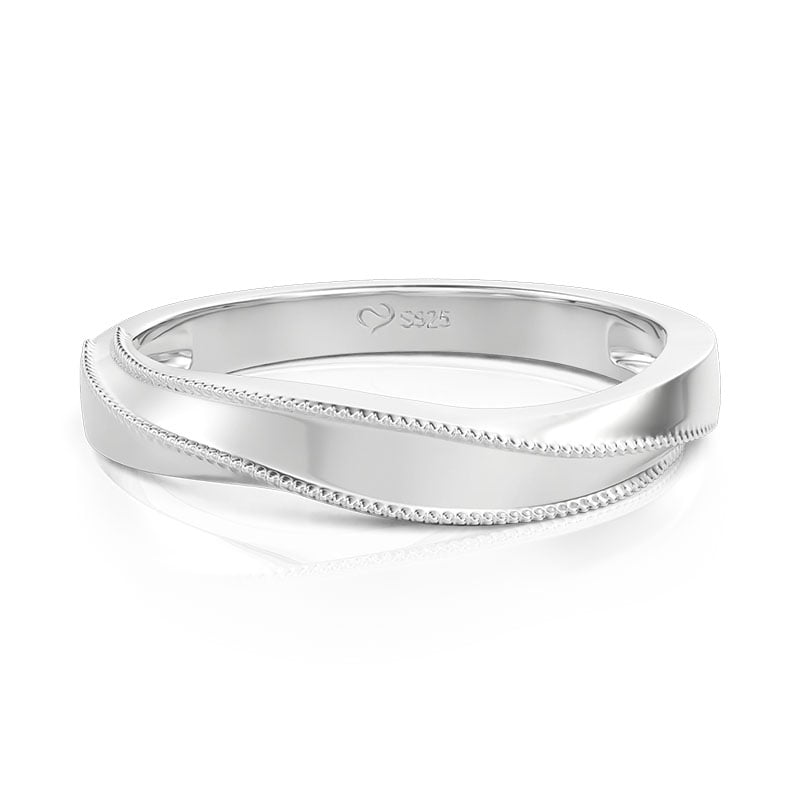 Jeulia Classic Wave Men's Wedding Band Sterling Silver