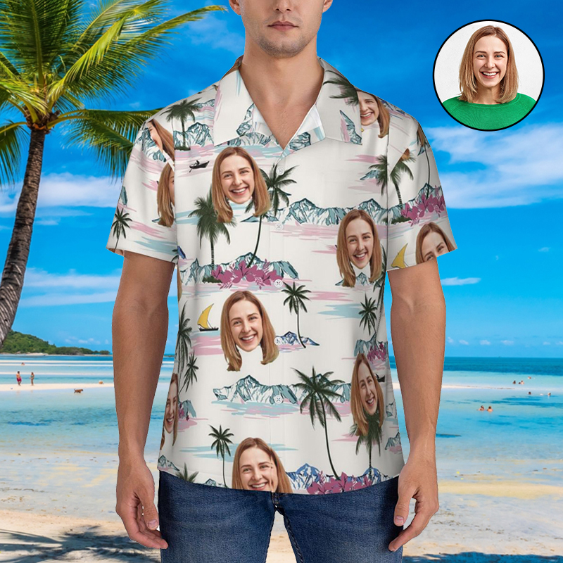 Personalized Hawaiian Shirts with Custom Photos for Couples Beach Vacation Gifts