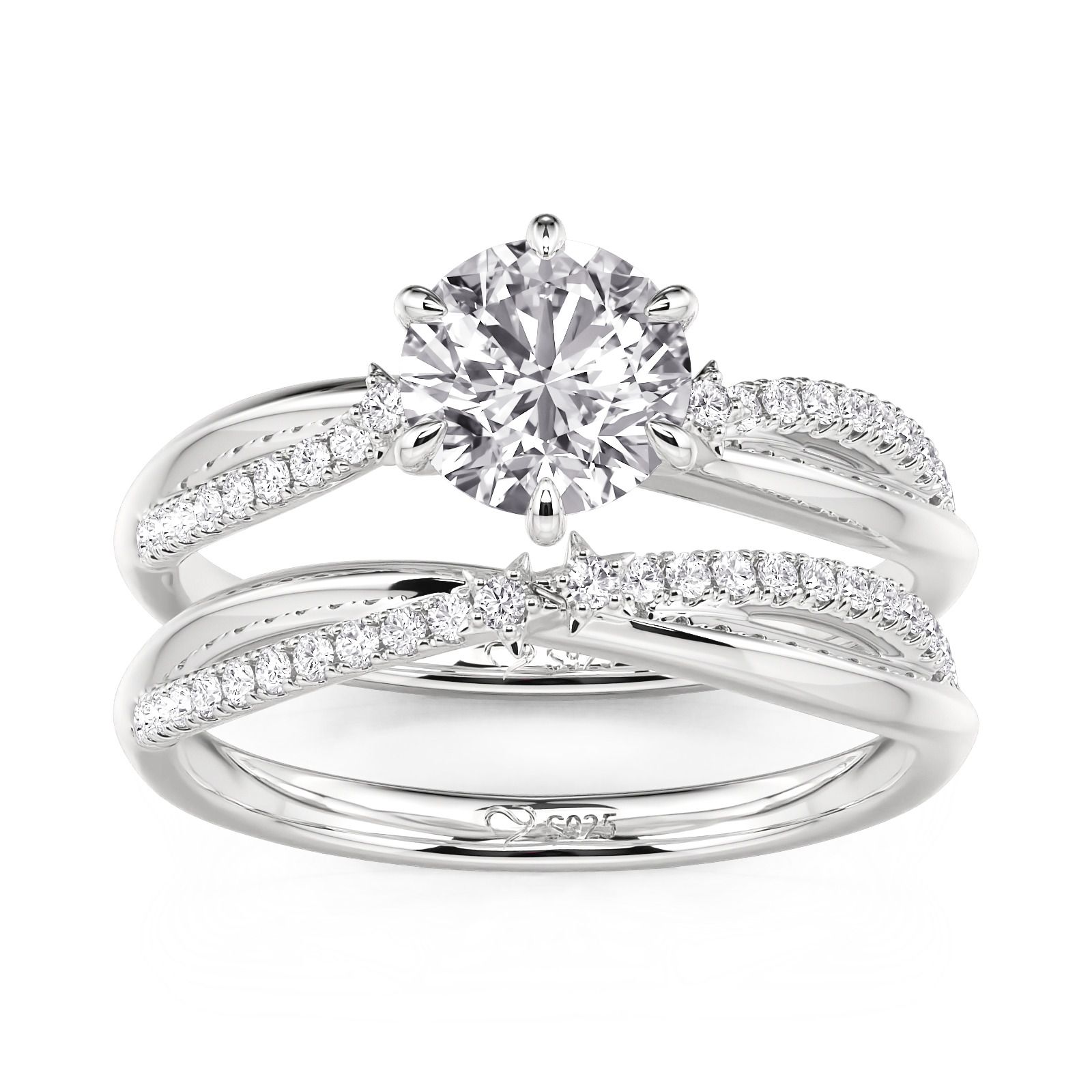 Jeulia Twist Star Round Cut Engagement Ring Set