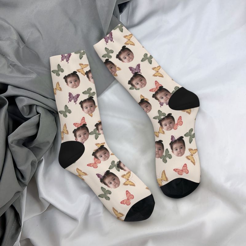 Chaussettes à visages personnalisées imprimées en 3D avec des photos d'enfants Cadeau pour maman
