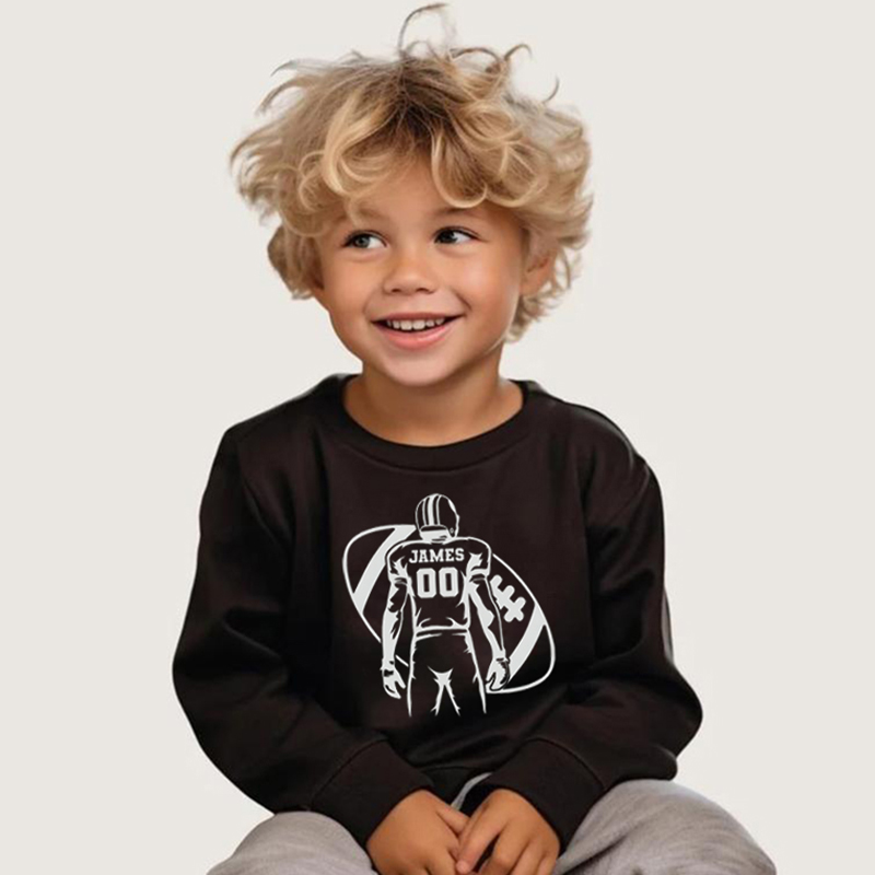 Personalisiertes Kinder-Sweatshirt mit Foto und Rugbyspieler-Grafik Kindergeschenke