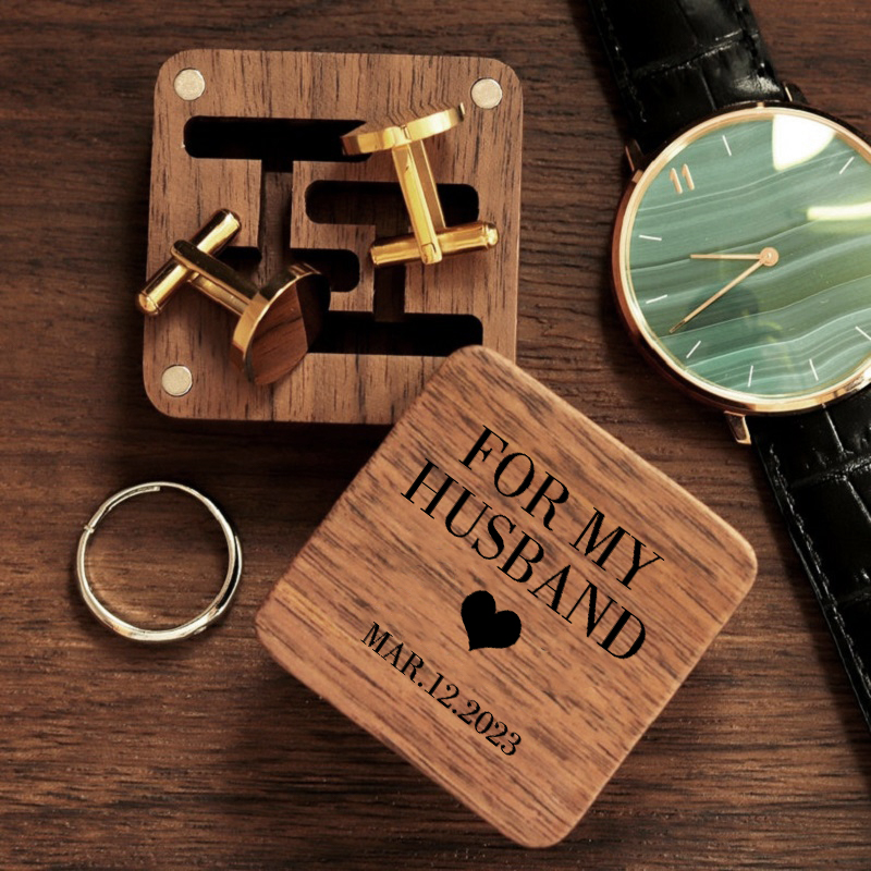 Spersonalizowane pudełko na spinki do mankietów dla mojego męża Idealny prezent ślubny dla niego