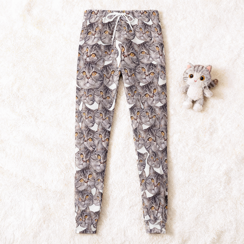 Personalized Unisex Sweatpants Custom Head Photo Full-Print Design Funny Gift for Pet Lovers