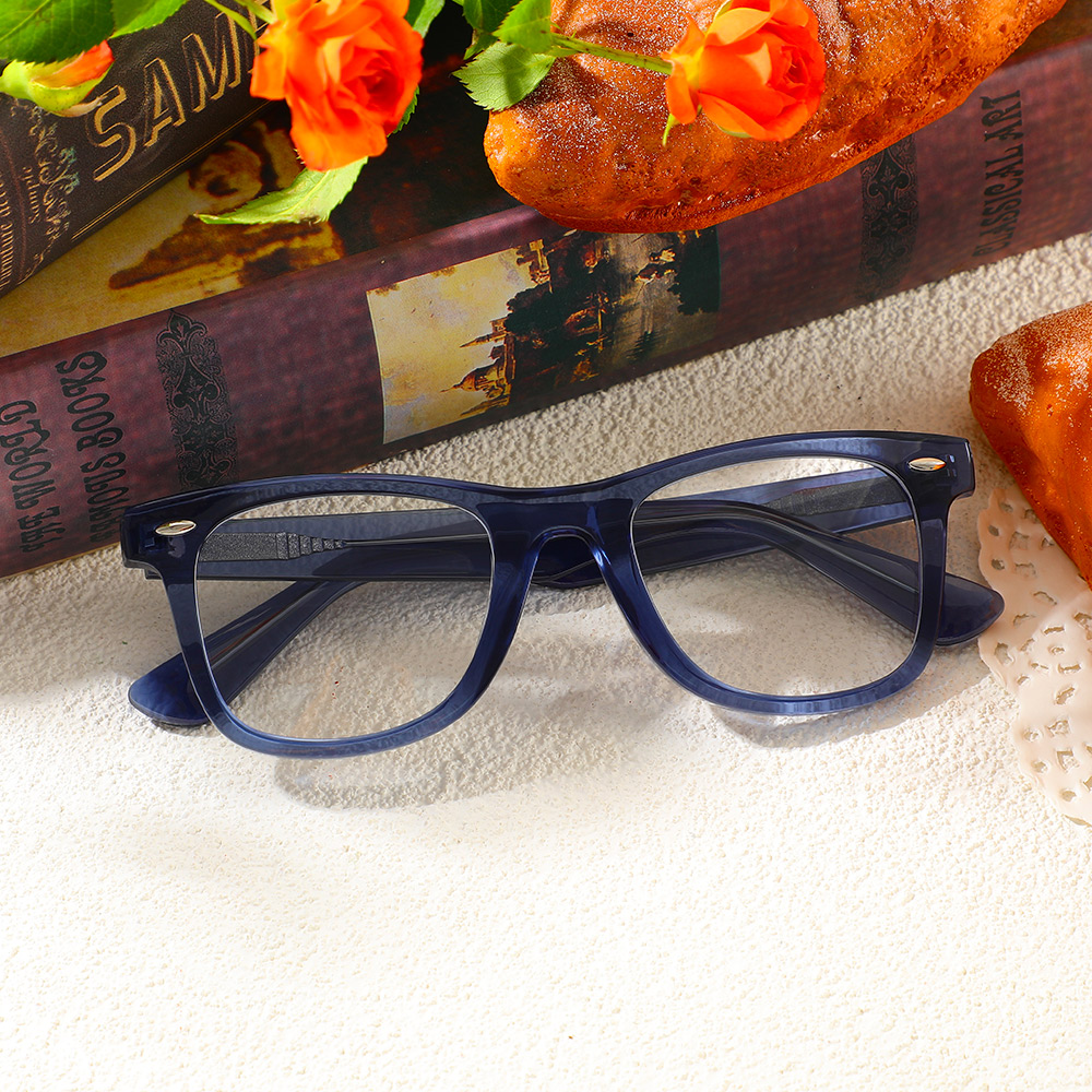 Simon Quadratische Blaue Brille